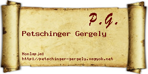 Petschinger Gergely névjegykártya